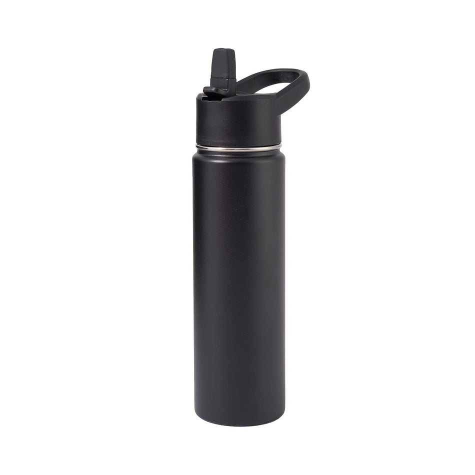 Veloraqua Metal Water Container with Straw and Broad Opening Cap, Stainless Steel